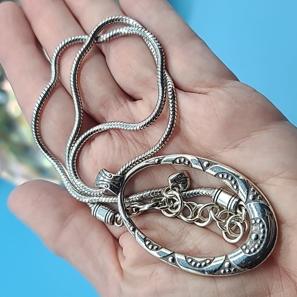 Brighton "SWINGING SIXTIES" Oval Reversible Pendant w Swarovski Crystals Retired - Picture 9 of 10